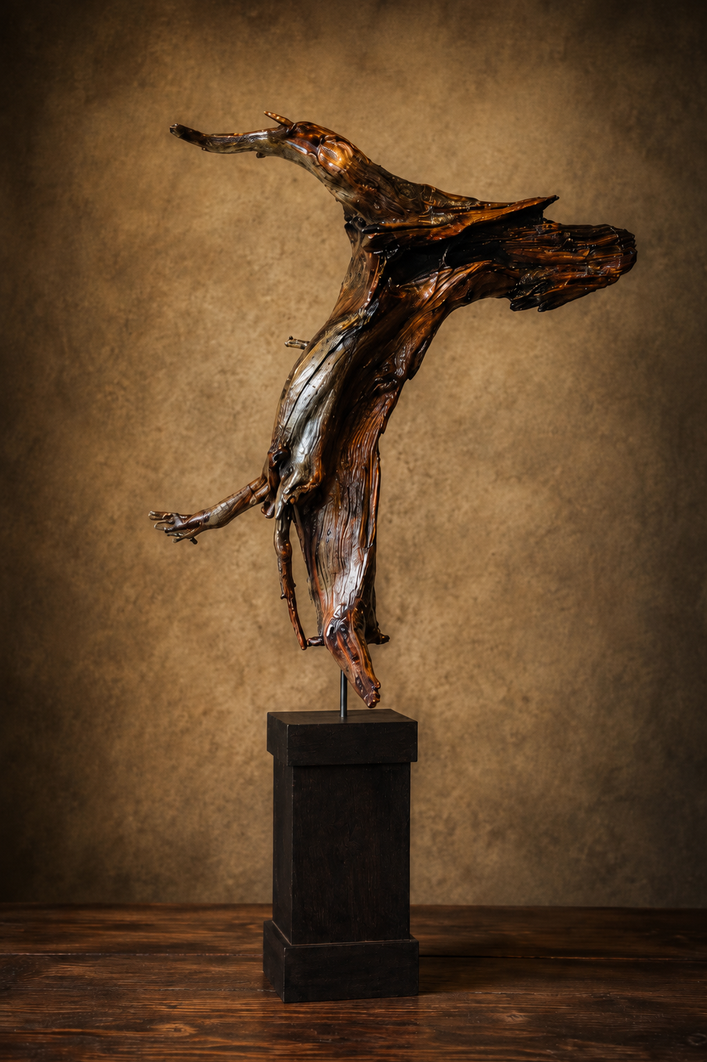 Deer Hunted  — sculpture in Bog Scots Pine , 400 - 4,000 years old